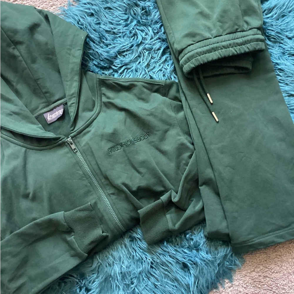 Fancy Homebody Green Hoodie and Joggers Set